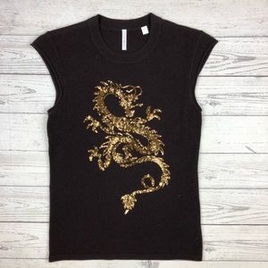 lISLI New York Cashmere Sequin Dragon Sweater Top